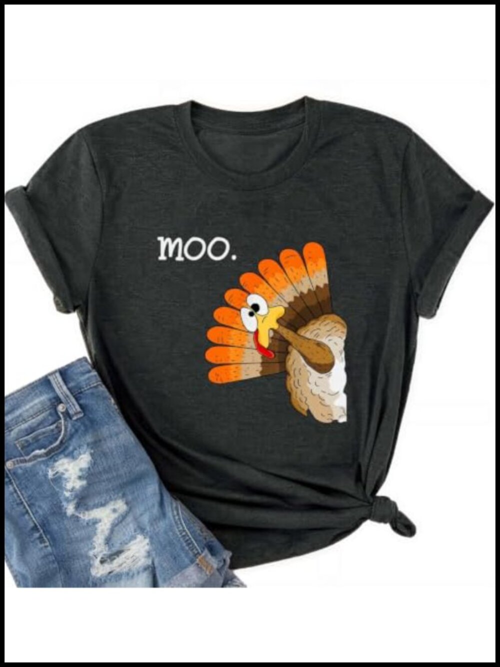 Women's Thanksgiving Turkey Graphic Short Sleeve Crew Neck Tee